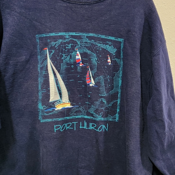 Vintage Preshrunk  Port Huron Supercotton  Blue Crewneck Sweatshirt Made USA SzL - Picture 5 of 6